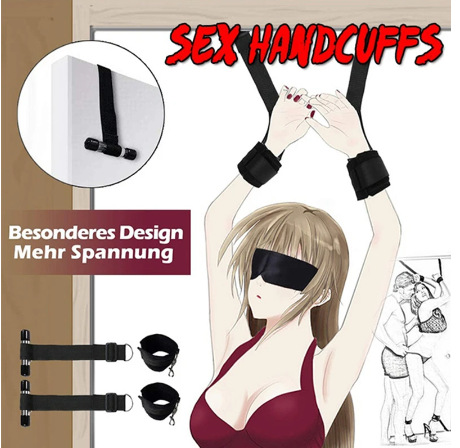 Romantic and Intimate Interactive Plush Handcuffs Set - Door and Window Hangover Style Couple Flirting and Binding Strap Props